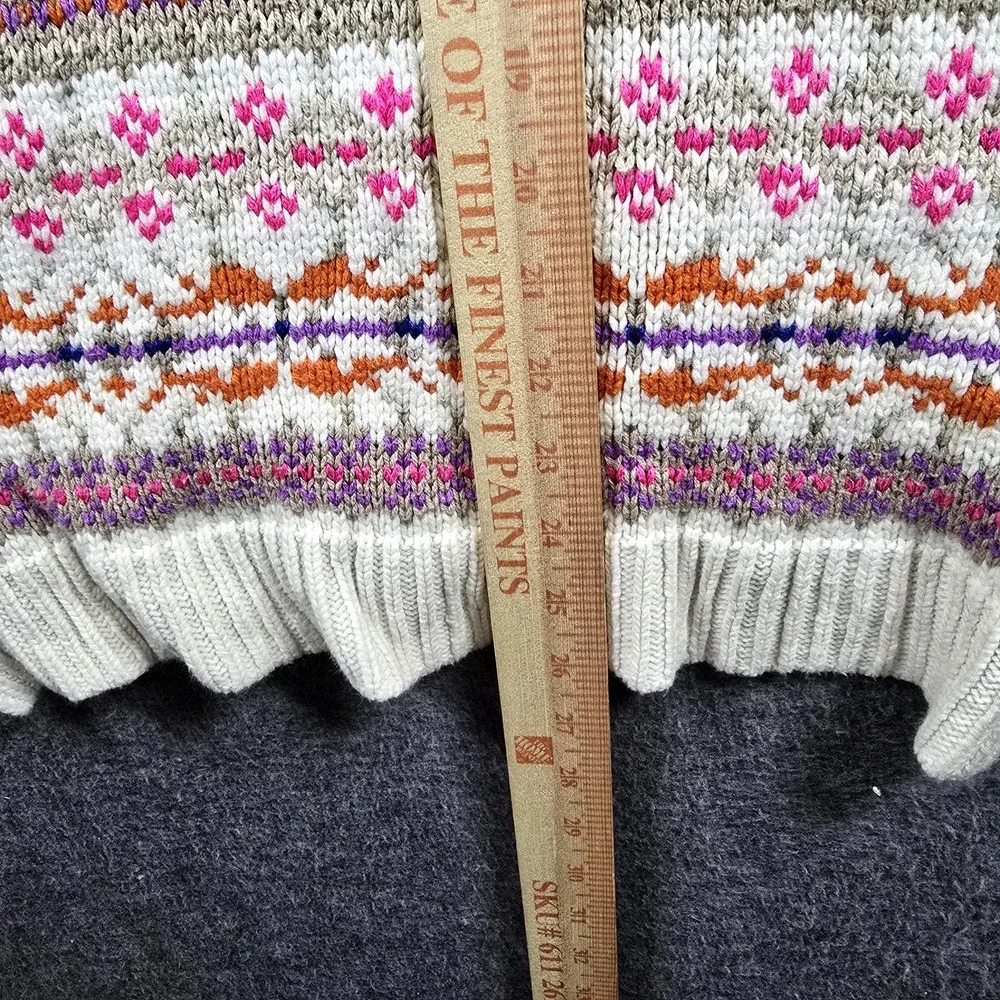 Lauren Ralph Lauren Women M Fair Isle Wool Pullover Sweater Bright Orange Purple